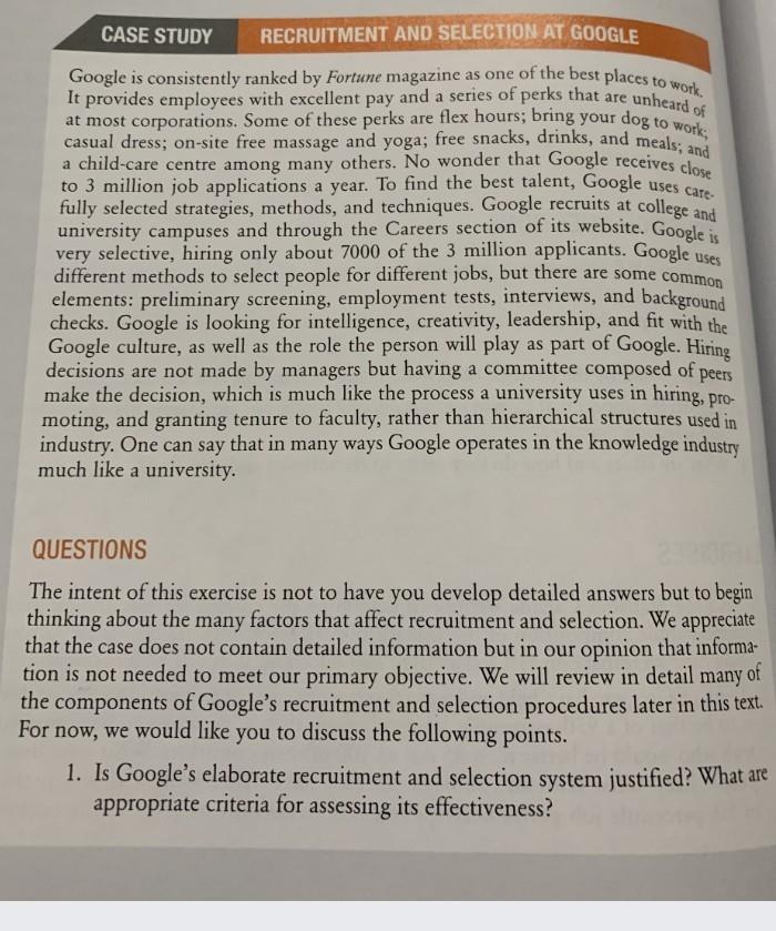 need help in 1 hour CASE STUDY RECRUITMENT AND