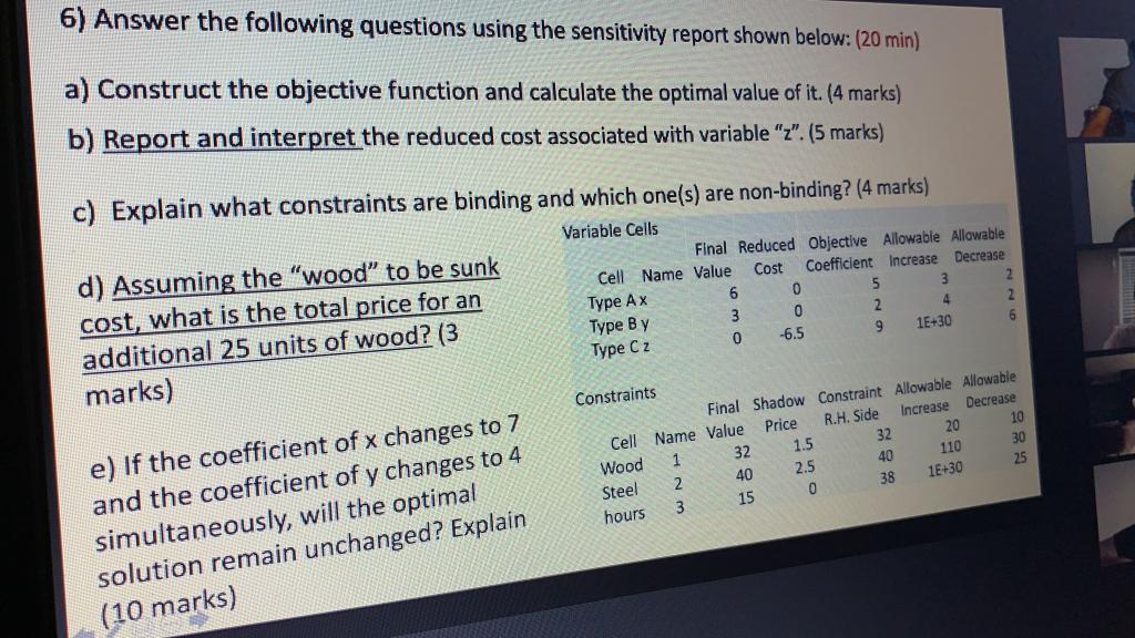 Can I get the answer on paper and not excel? 6)