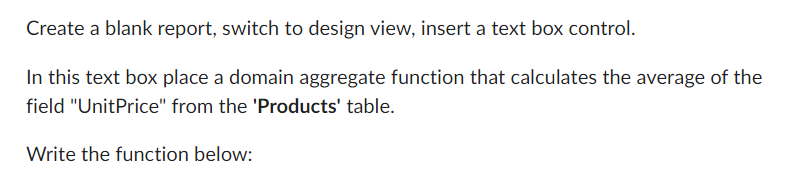 Create a blank report, switch to design view,