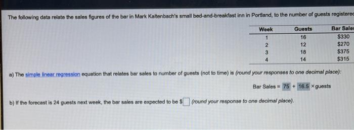 what is b? 1 Week 1 Guests 16 12 18 AN Bar Sales