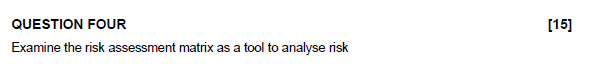 QUESTION FOUR Examine the risk assessment matrix