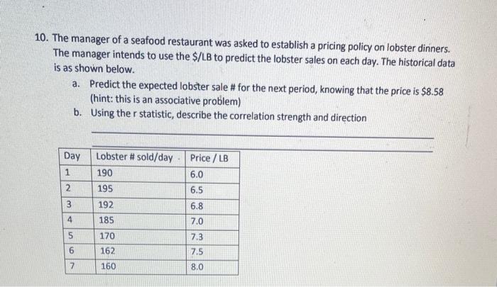 please show work 9. Using the linear trend