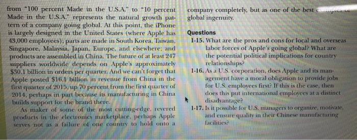 answer the questions CASE INCIDENT 1 Apple Goes
