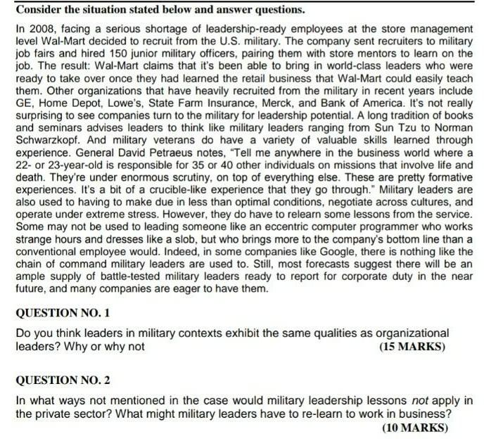 Consider the situation stated below and answer