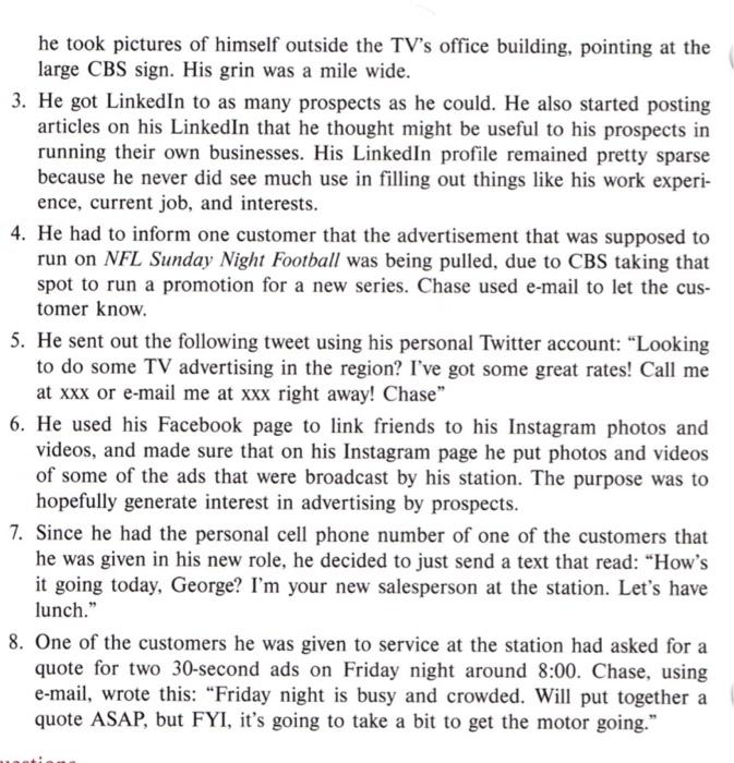 Read and answer the two questions please Chase