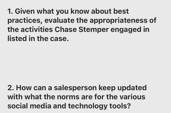 Read and answer the two questions please Chase