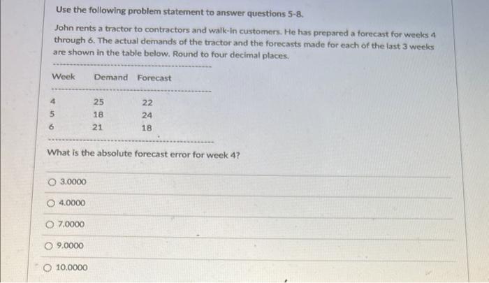 Use the following problem statement to answer