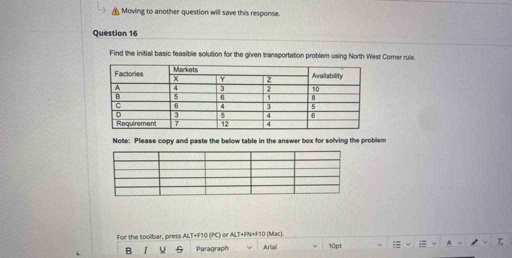 Moving to another question will save this