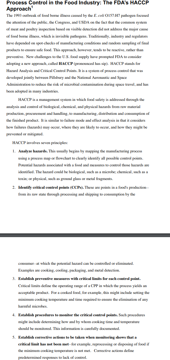 e case study "Harbour Community College Food