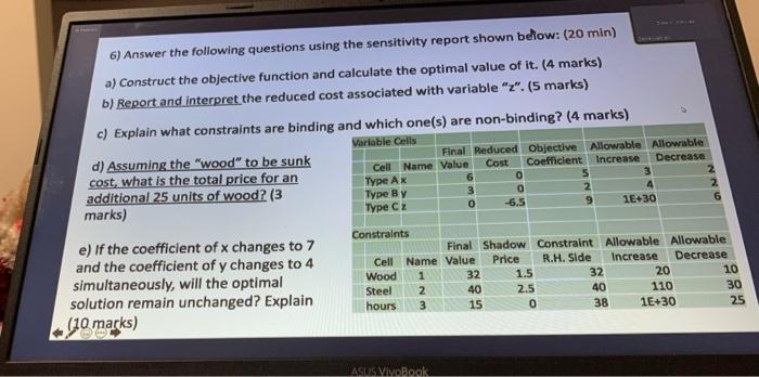 6) Answer the following questions using the