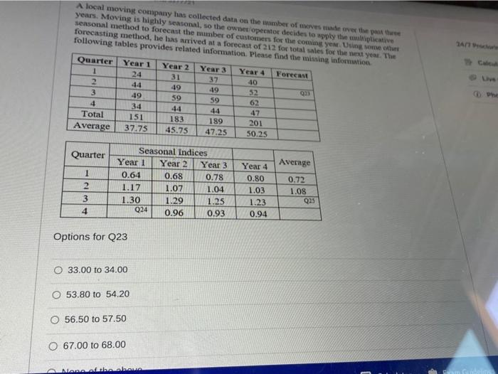 na www A local moving company has collected data