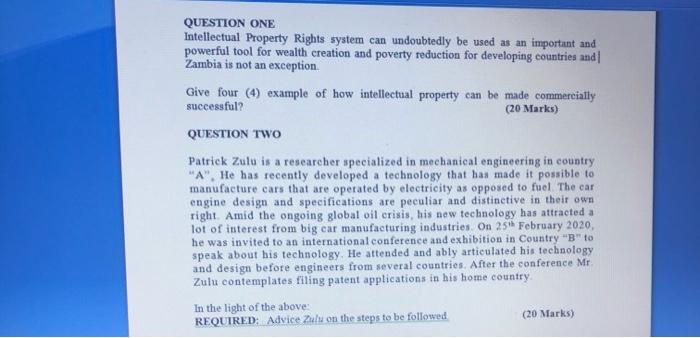 QUESTION ONE Intellectual Property Rights system