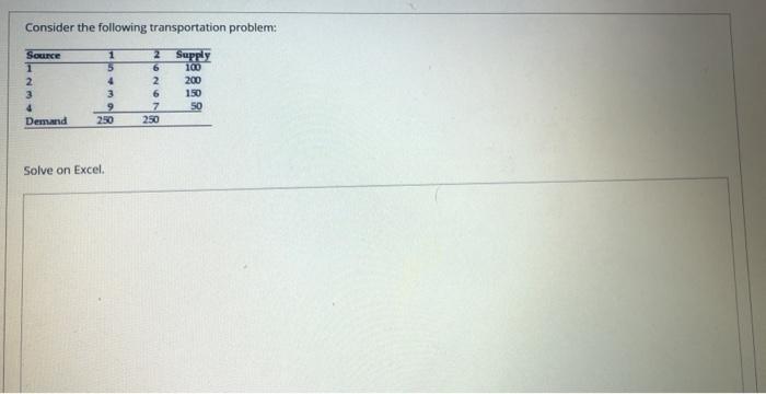 6 Consider the following transportation problem: