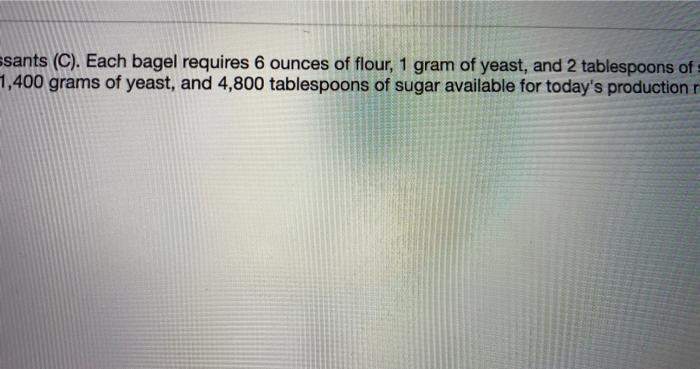 A local bagel shop produces two products: bagels