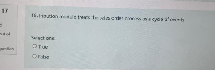 17 Distribution module treats the sales order