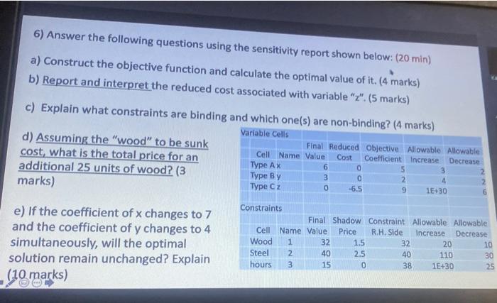 6) Answer the following questions using the