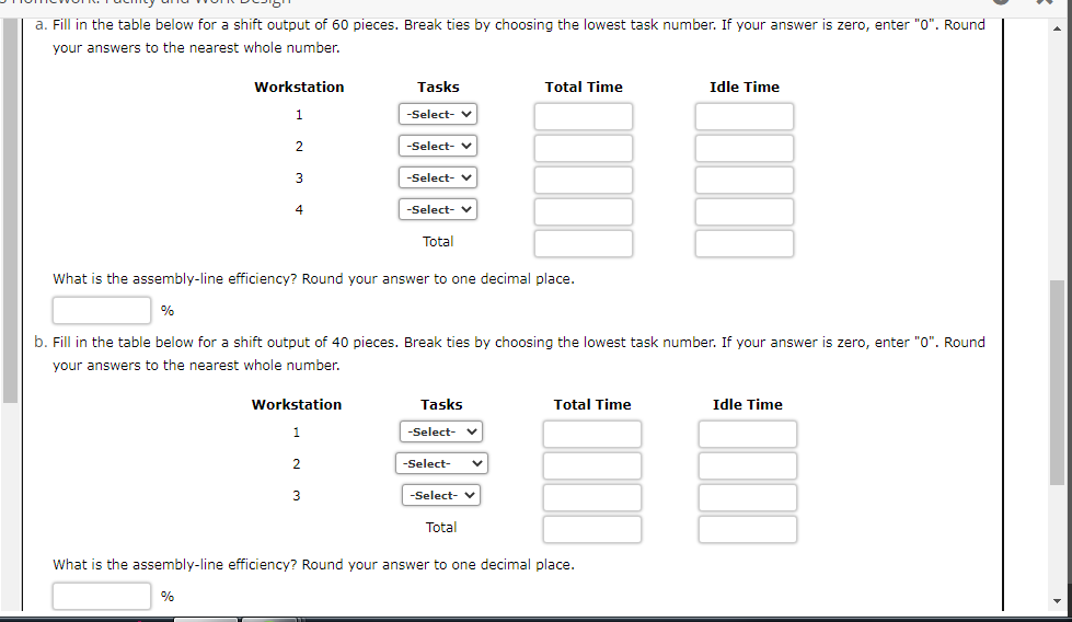 Balance the assembly line shown below for (a) a