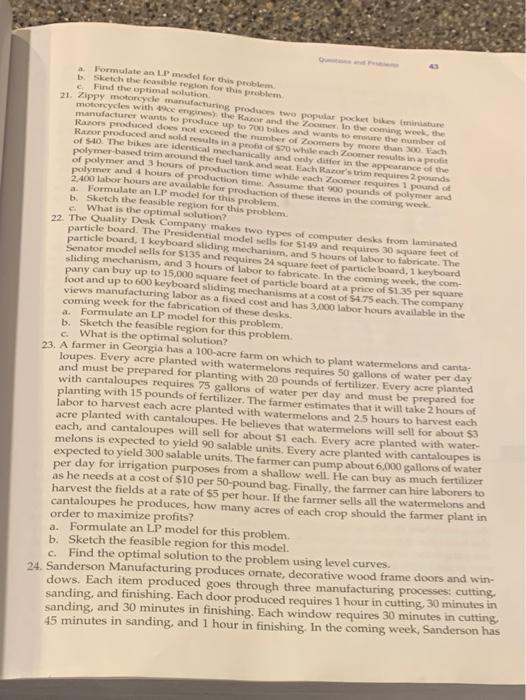 question 24 Formulate an Lamodel for this problem