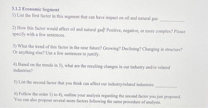 3.1.2 Economic Segment 1) List the first factor