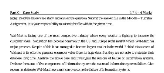 Part C - Case Study 14 = 4 Marks Note Read the