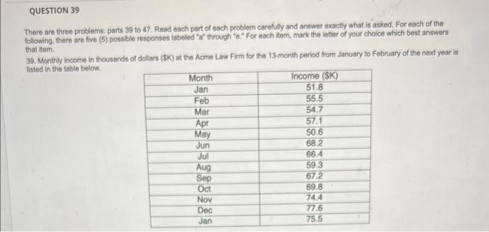 There are three problems: parts 39 to 47. Read