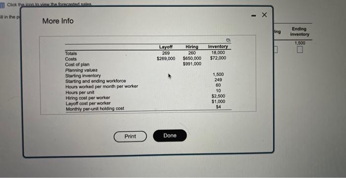 Complete the chase production plan, using the