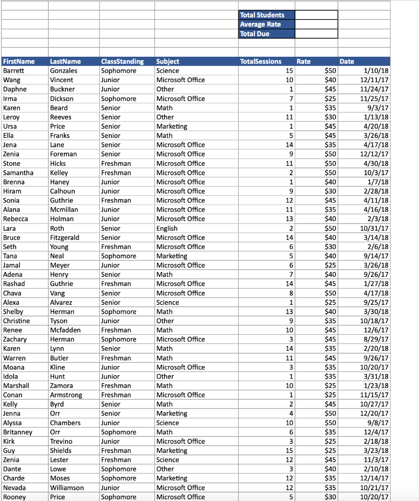 I need your help! Please help me! Total Students