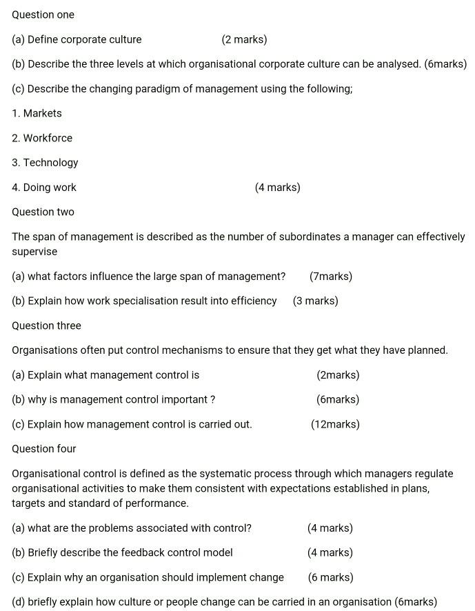 answers on principles of management please