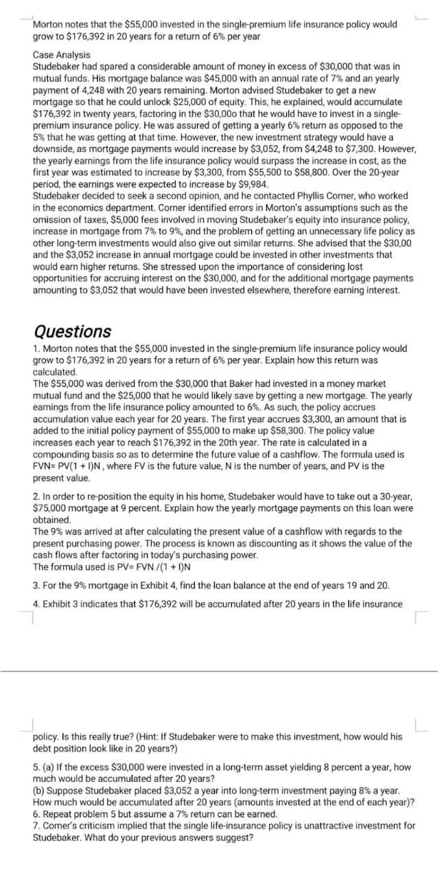 Please solve Q no 5 Morton notes that the $55,000