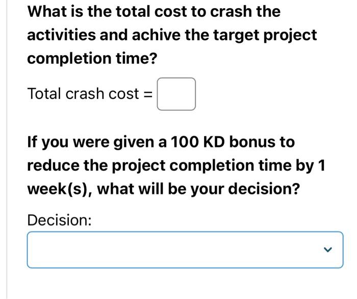 You are considering crashing the project to