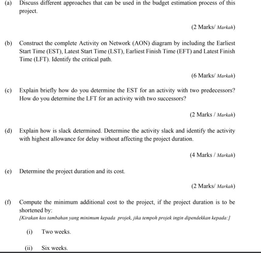 Table 1 shows the activities for the data center