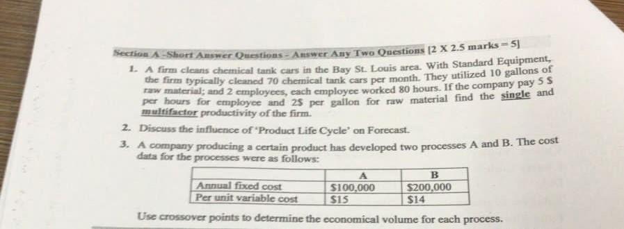 Section A -Short Answer Questions - Answer Any