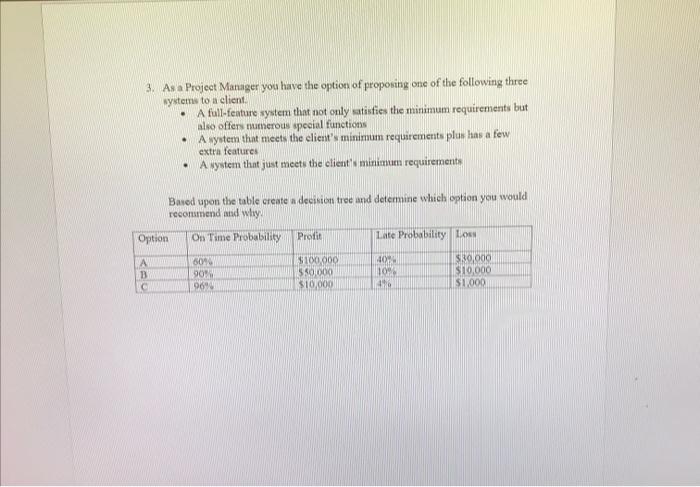 . 3. As a Project Manager you have the option of