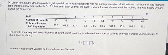 please provide each answer with this data Dr.