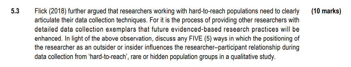 QUESTION 5 [20 Marks] In seeking to do research