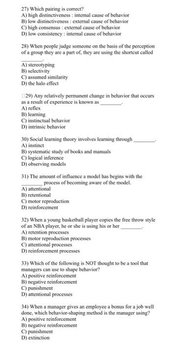 27) Which pairing is correct? A) high
