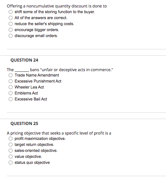 Offering a noncumulative quantity discount is