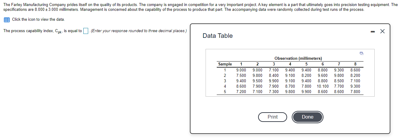 Answer both parts (A (Cpk) & B (multiple choice))