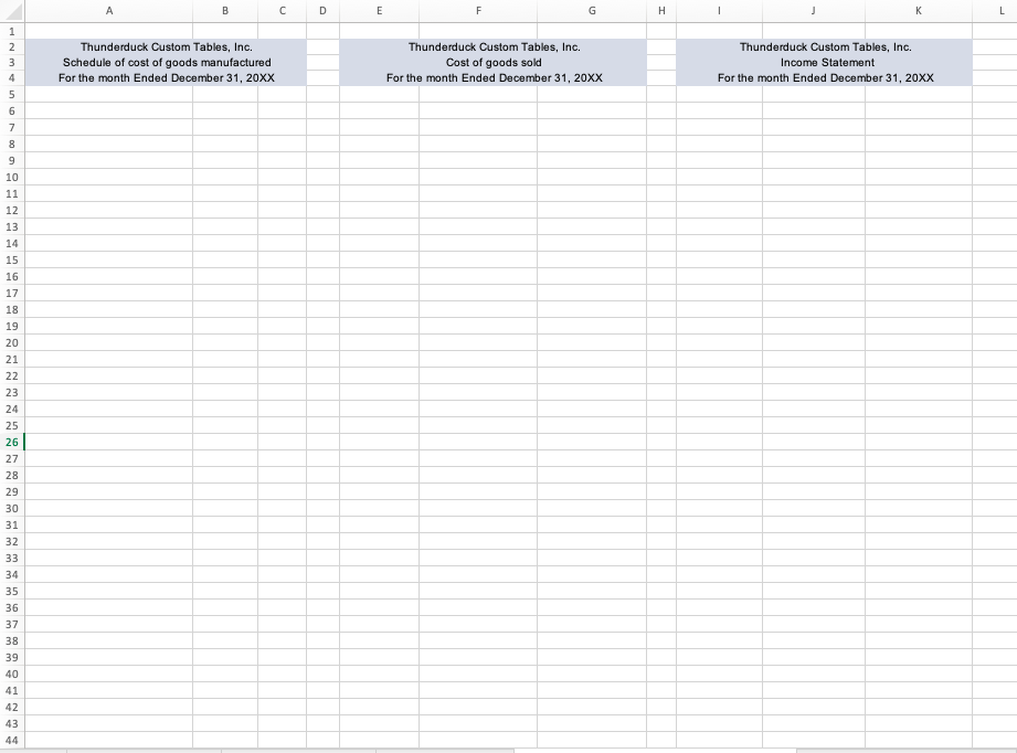 Step 1 You work for Thunderduck Custom Tables