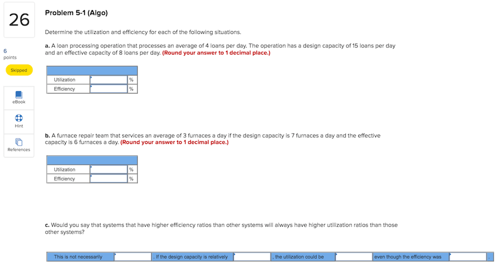 Problem 5-1 (Algo) 26 Determine the utilization