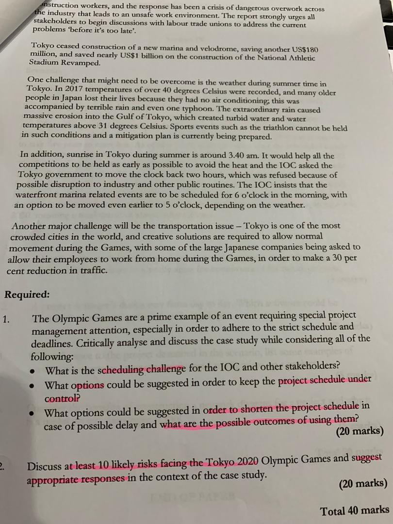 Case Study Report on the Tokyo 2020 Olympic Games