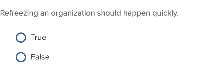 Refreezing an organization should happen quickly.