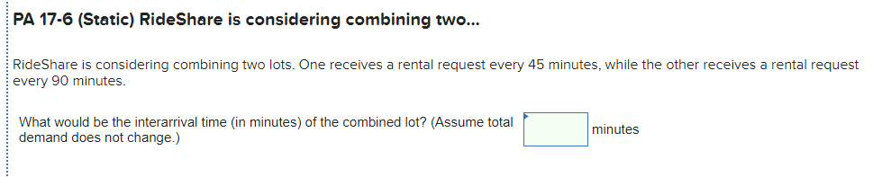 PA 17-6 (Static) RideShare is considering