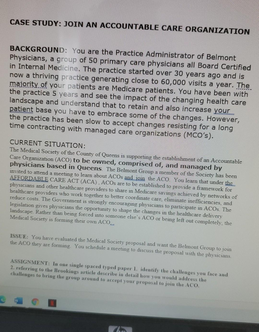 CASE STUDY: JOIN AN ACCOUNTABLE CARE ORGANIZATION
