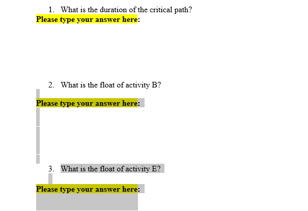 Exercise l: Use the table below to answer the