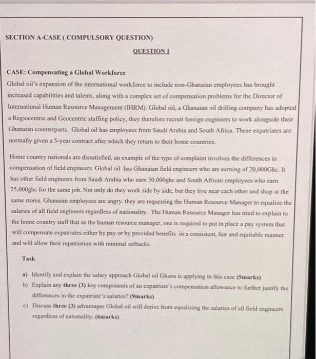 SECTION A-CASE (COMPULSORY QUESTION) QUESTION 1