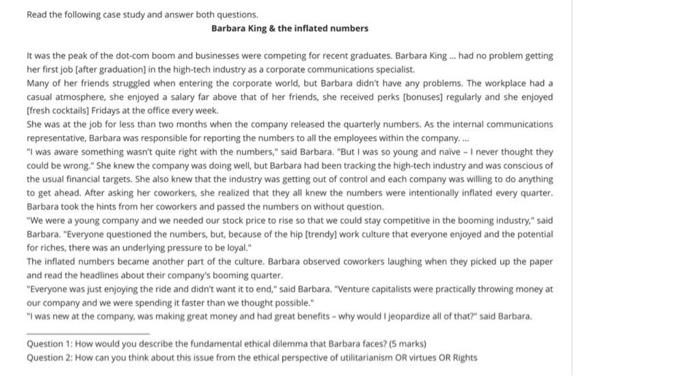 Read the following case study and answer both