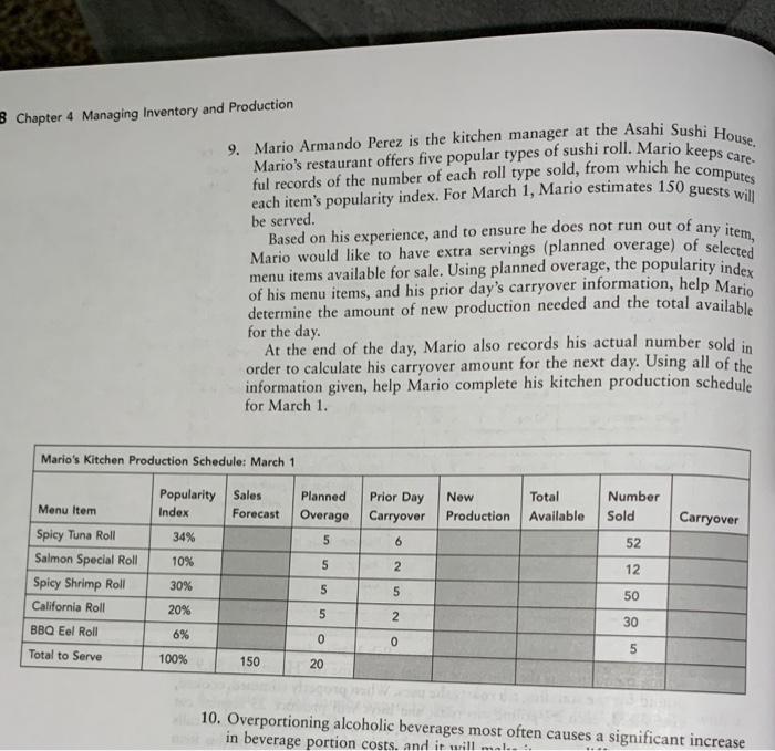 please post with formulas 3 Chapter 4 Managing