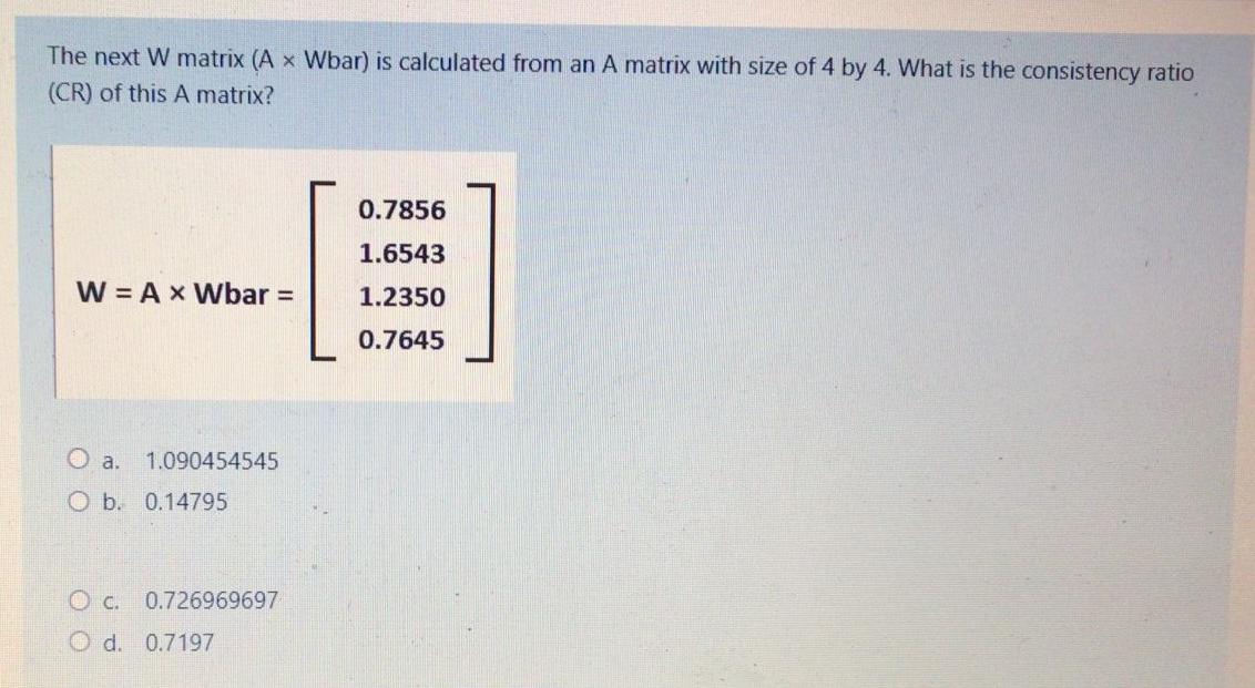 The next W matrix (A x Wbar) is calculated from
