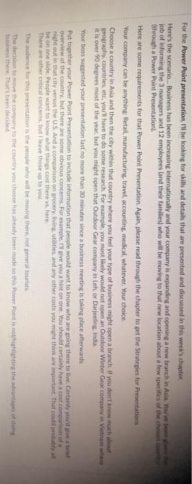 For the Power Point presentation. Il be looking